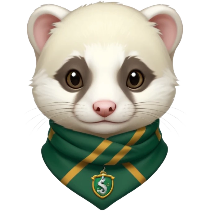 The white ferret with slytherin scarf emoji