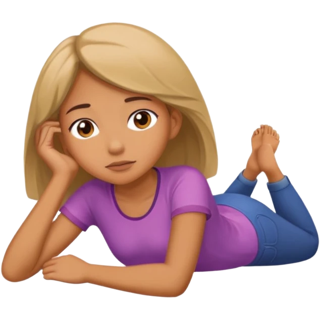 Girl laying on the ground thinking  emoji