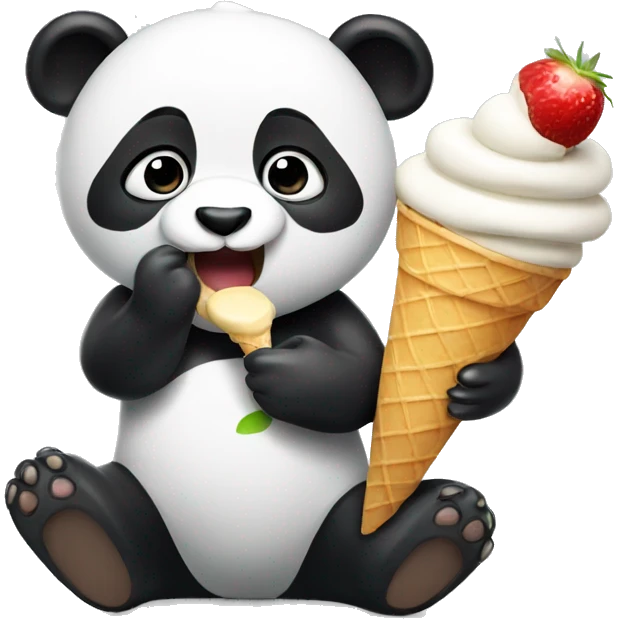 Panda eating ice cream emoji