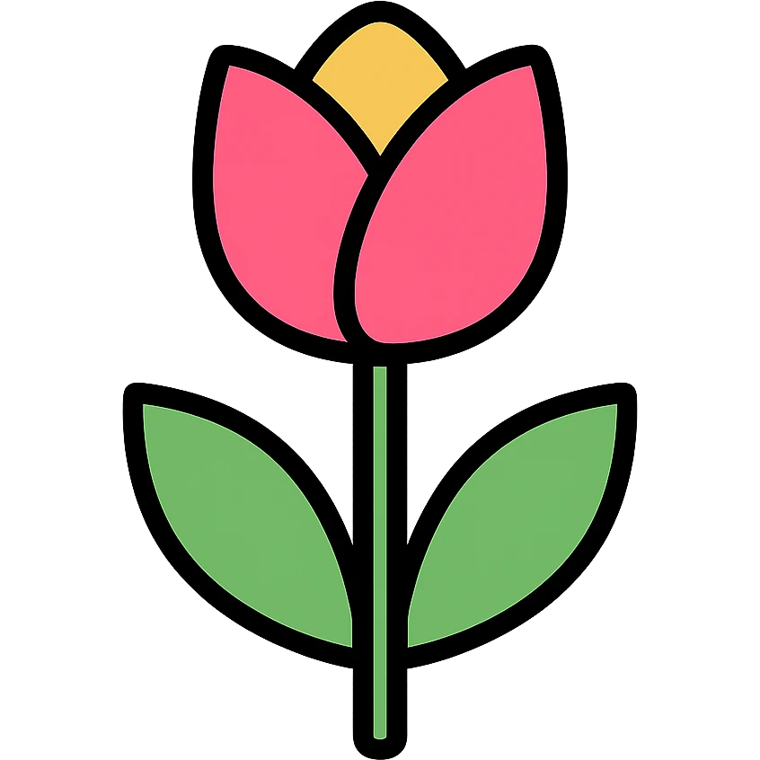 tulipán líneas negras y relleno colorido emoji