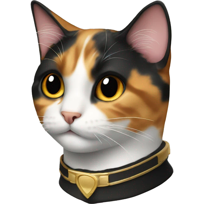 Calico cat with gold and black collar  emoji