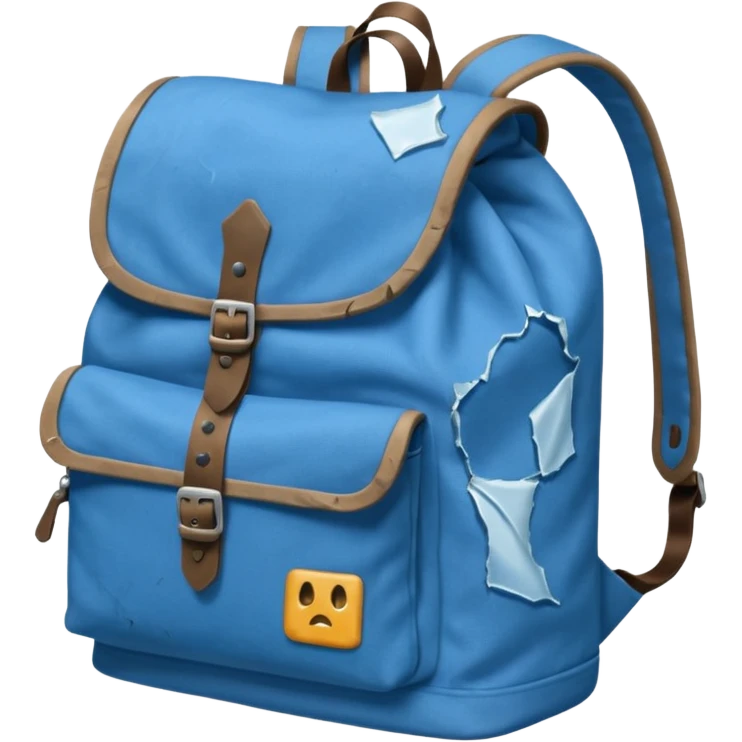 Blue backpack, tear, Lost & Found Object. emoji