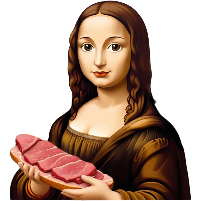pop art warhol style monalisa SPAM meat slop landscape  emoji