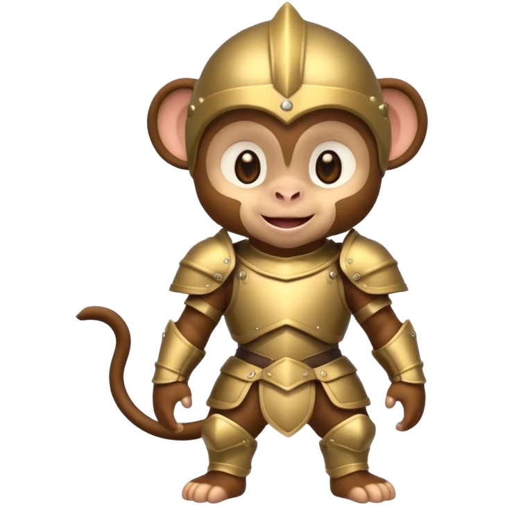 baby monkey in armor, full body, smile emoji