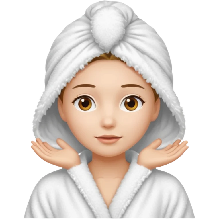 Women wearing shower robe an their hair with towel on head emoji