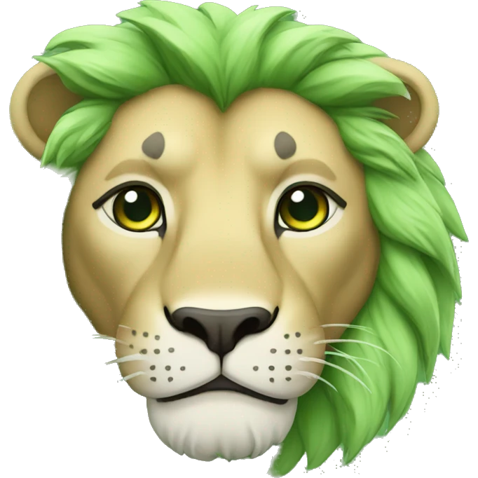 A lion with green hair emoji