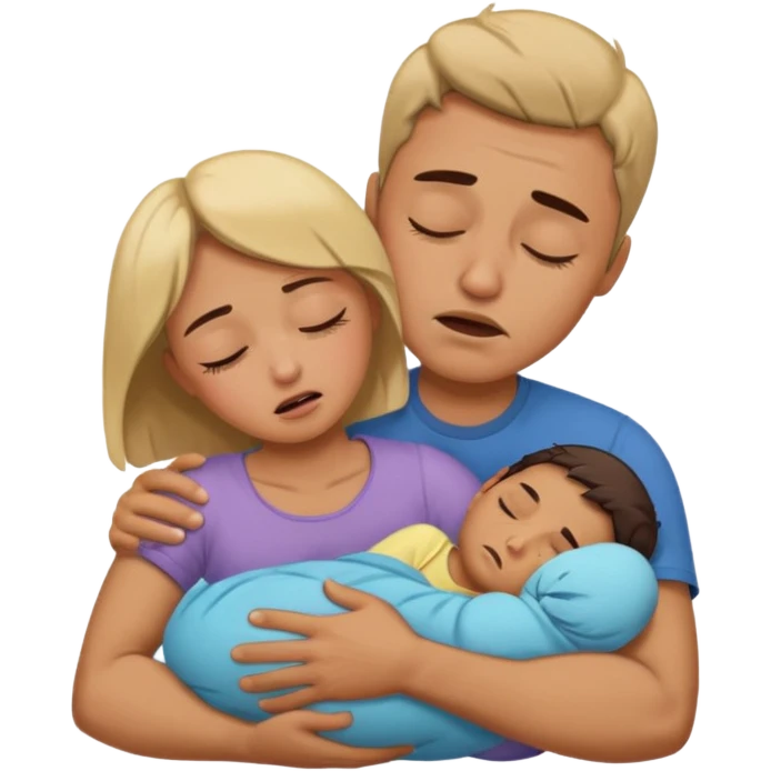 A man holding a sleeping woman in his arms whilst crying  emoji