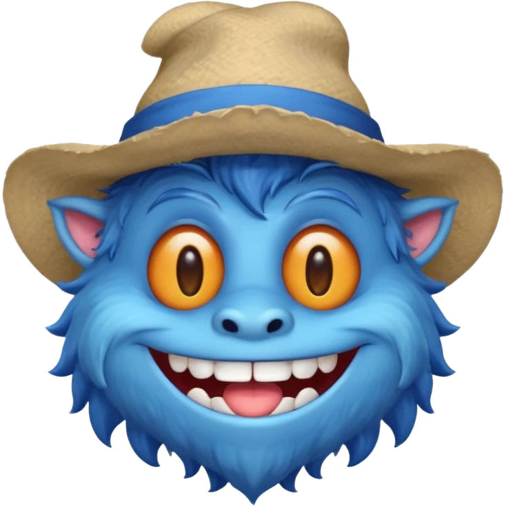 blue monster with hat and shirt emoji