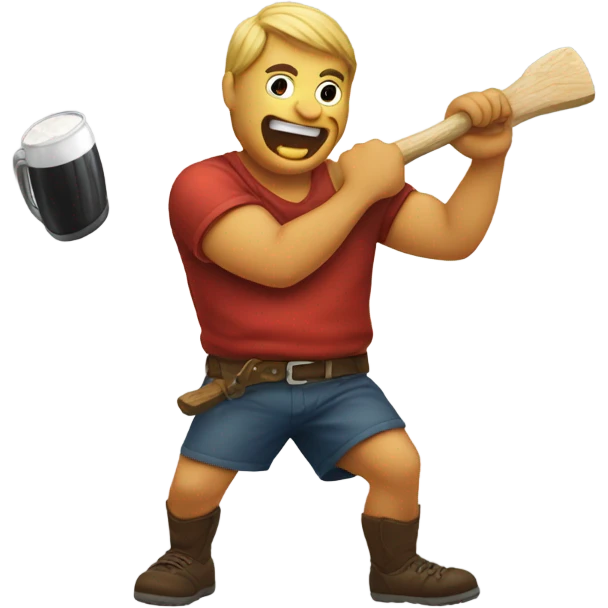 Drinking beer and throwing an axe emoji
