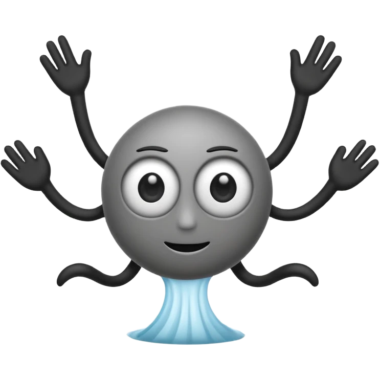 cyclone emoji with big cartoon eyes, black stick arms and legs, clean minimal emoji style, professional logo-ready emoji