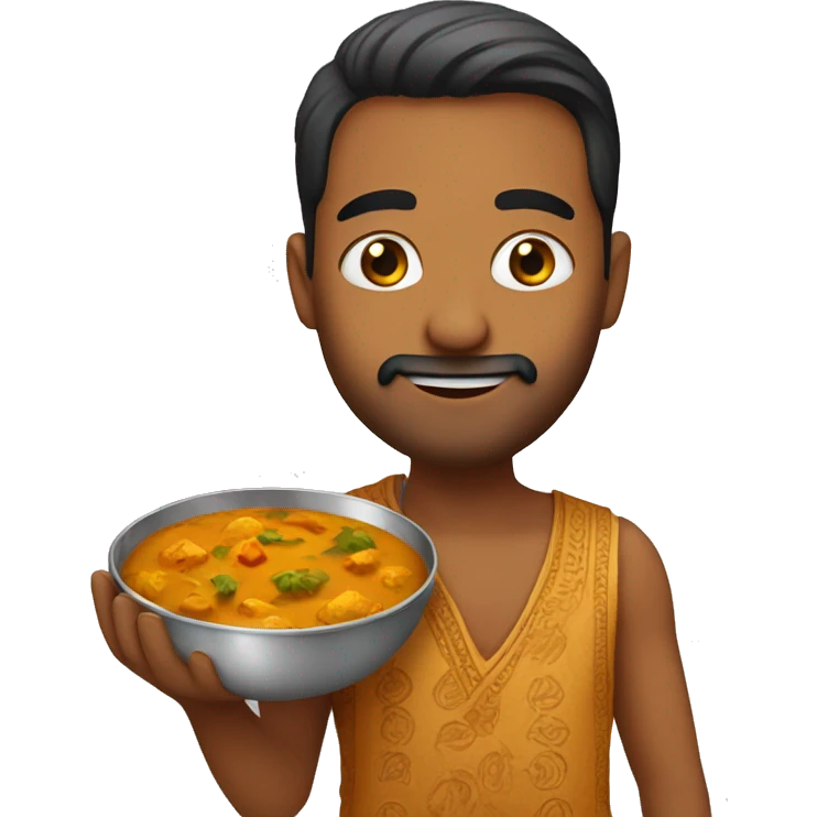 An Indian guy with curry emoji