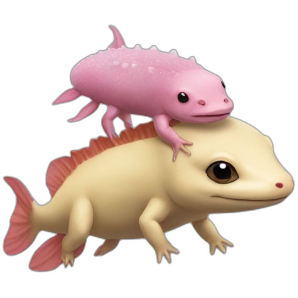 A axolotl on the head of a otter emoji