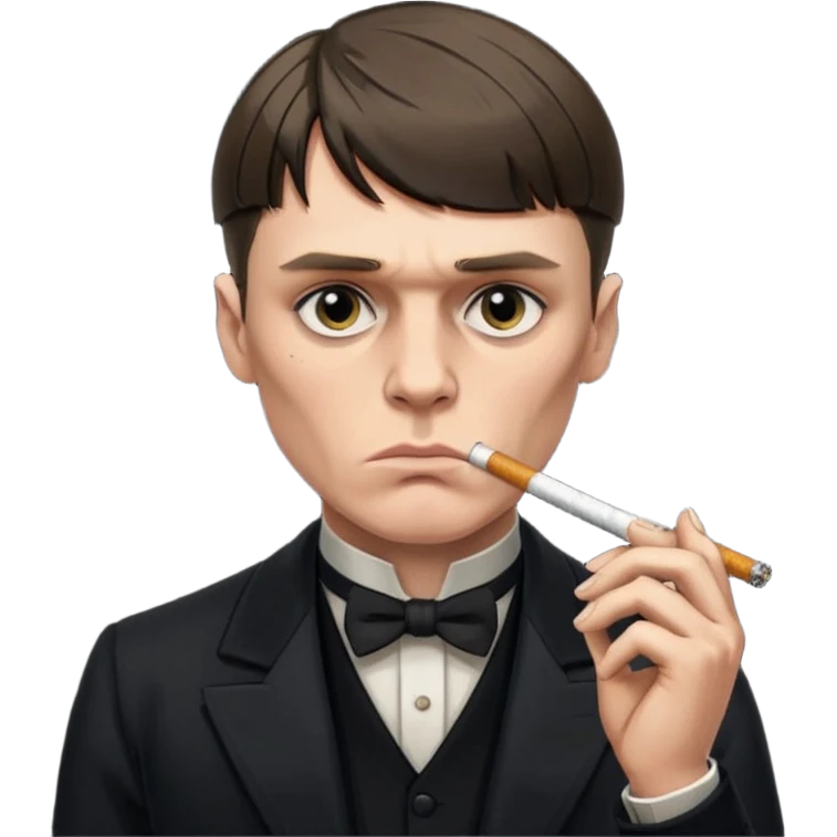 Tommy Shelby in black dress with a cig in his mouth and make his face exact  emoji