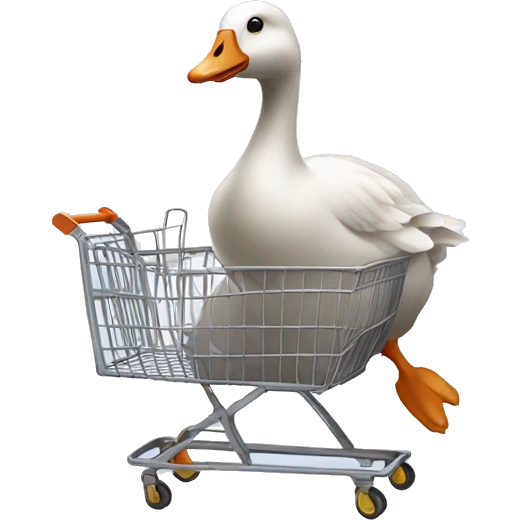 Goose with a shopping cart in hands emoji