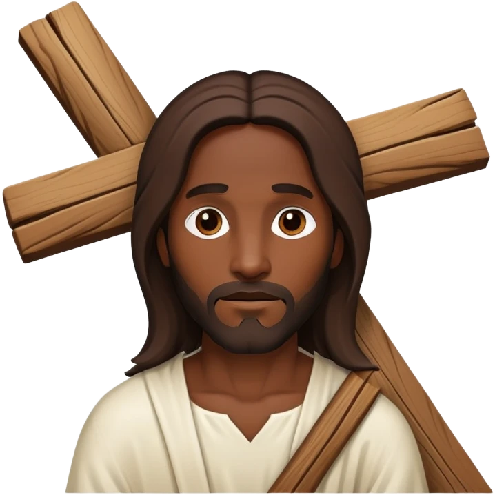 Dark skin christ Jesus carry big cross emoji