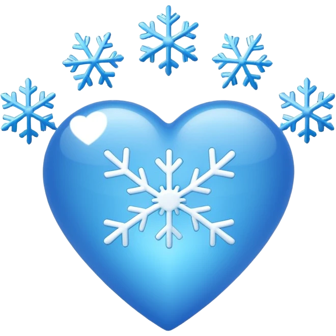 blue heart with a snowflake emoji