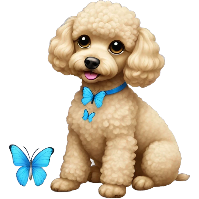 Blonde Toy poodle with blue butterfly  emoji