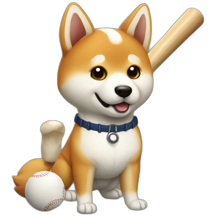 baseball player shiba-with-baseball-bat emoji