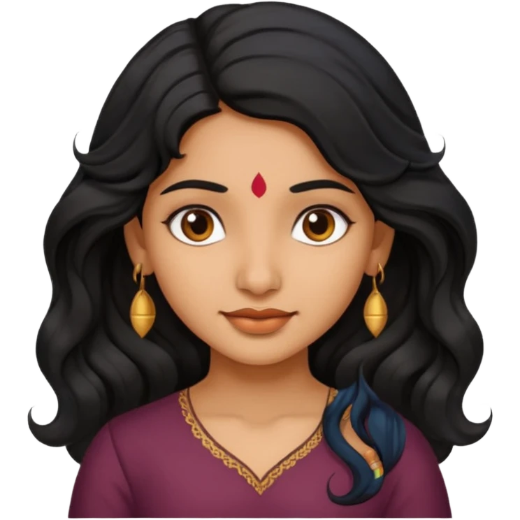 Indian fat girl south Indian wavy medium black hair tan darker skin emoji