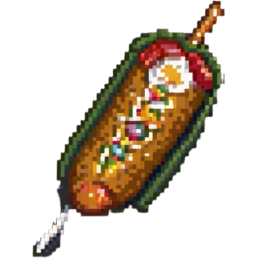 Korean corn dog, pixel art style, retro vibe emoji
