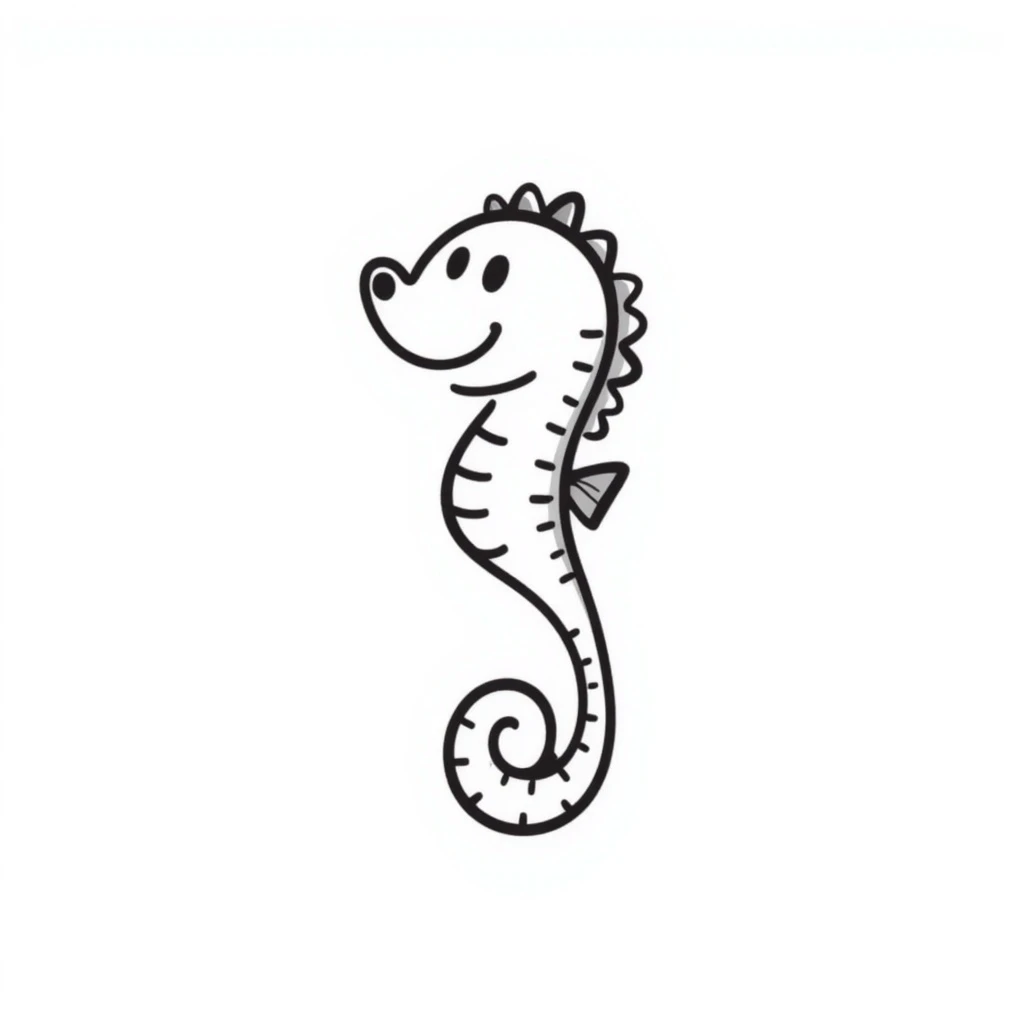 A seahorse emoji, notion style hand drawn doodle emoji
