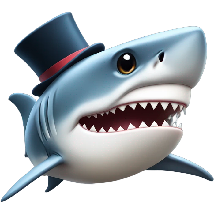 Shark with a top hat emoji