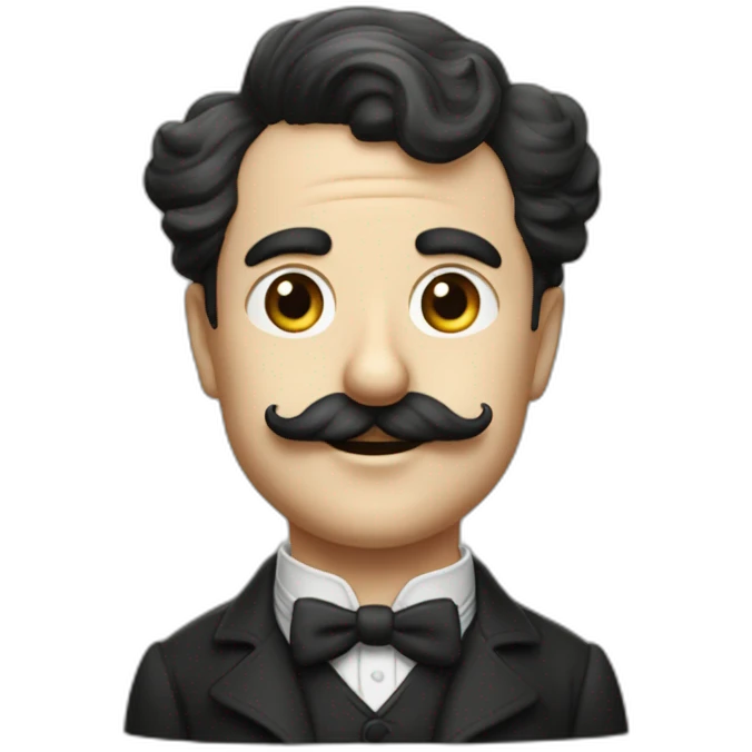 Charlie chaplin petite moustache sans chapeau cheveux lisse emoji