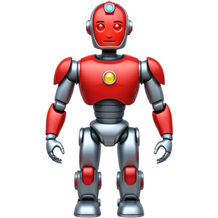 shiny muscular robot with a red police light head, facing left, emoji style emoji