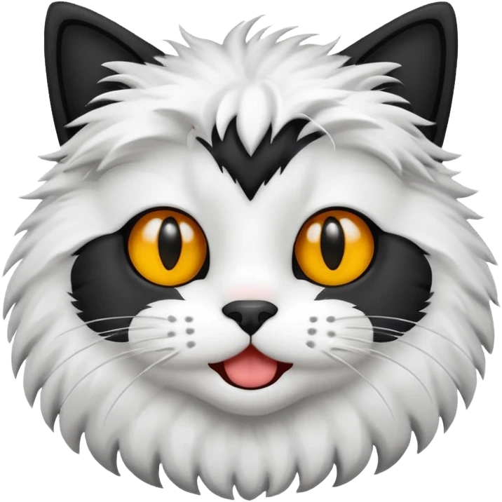 Silly cat black and white emoji