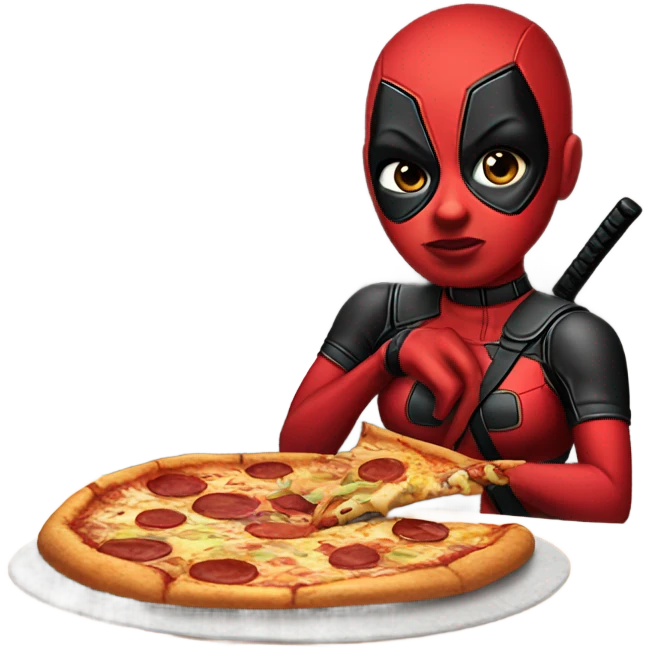 Deadpool girl eating pizza emoji