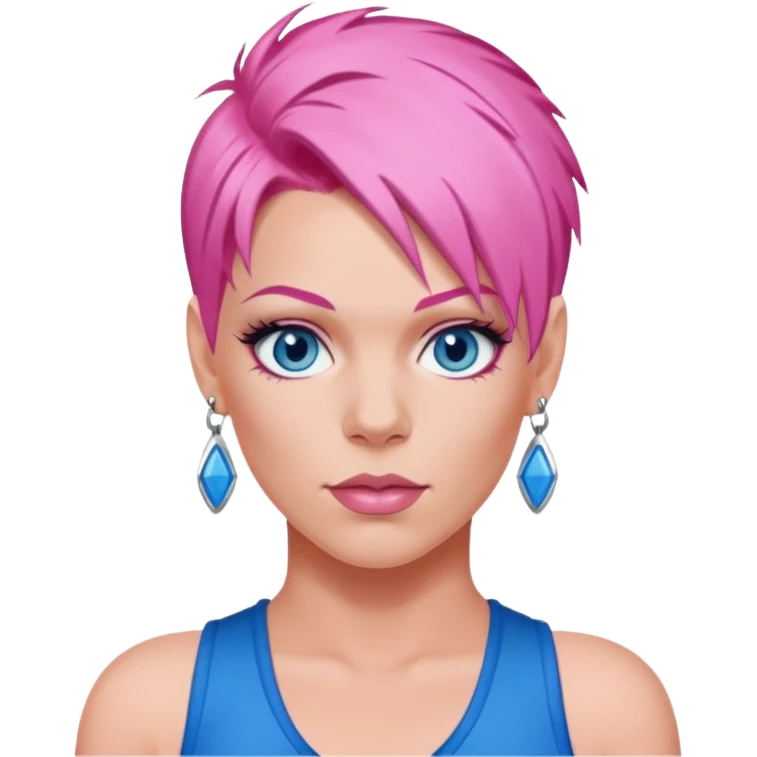 P!nk Singer with pink hair, blue eyes emoji