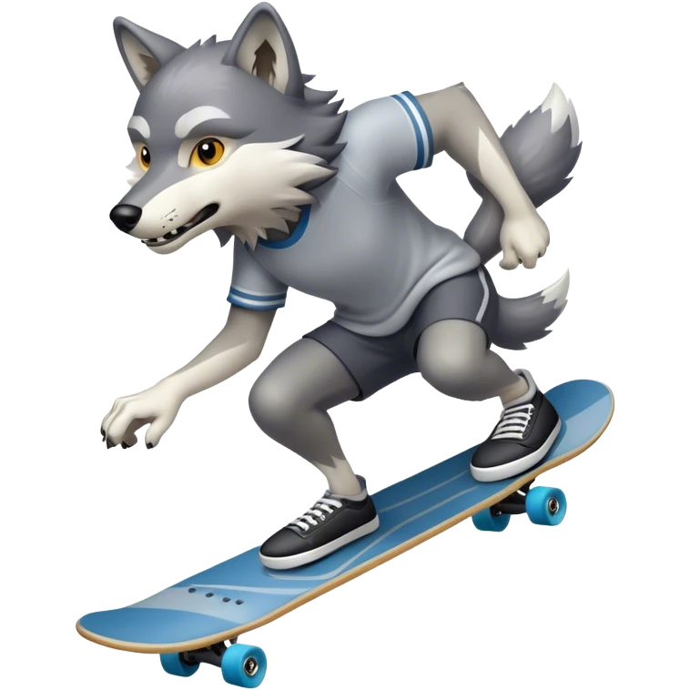 Wolf skateboarding emoji