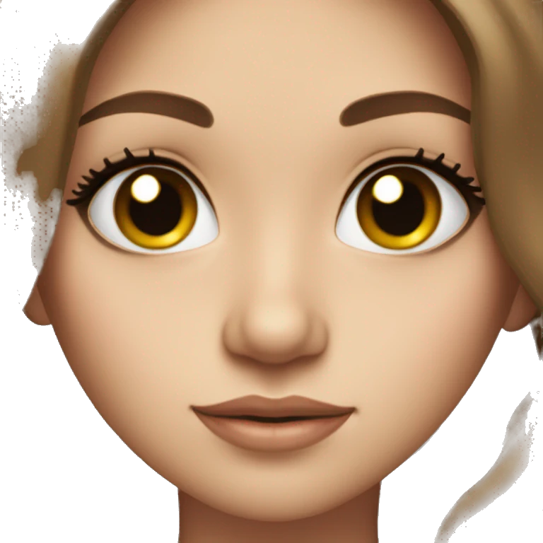 girl with long brown hair, long eye lashes, gorgeous emoji