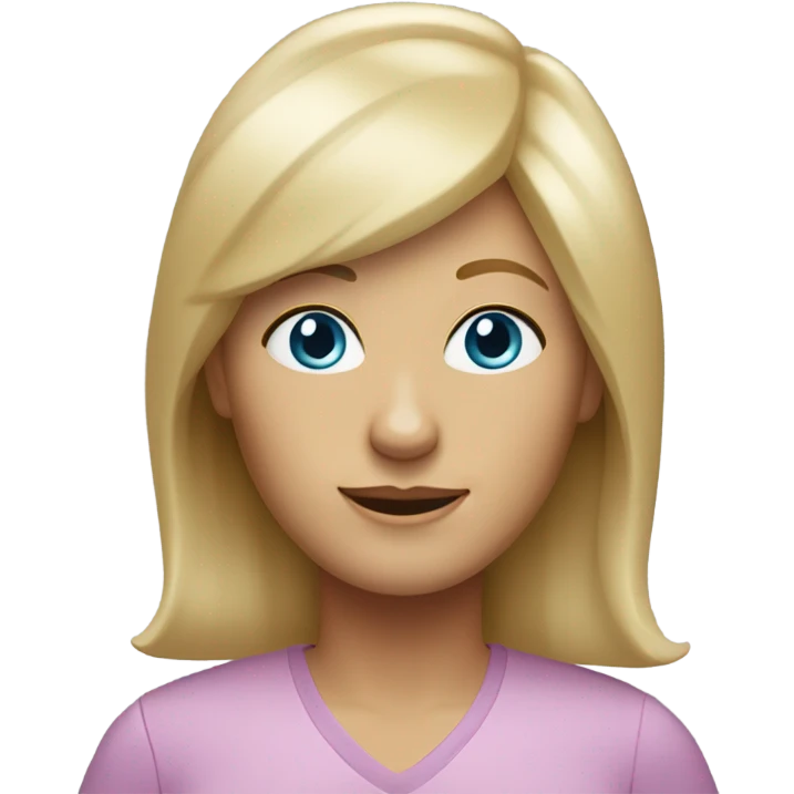 Blonde light blue eyes 55 woman no part or partial part in hair some floppy bangs emoji