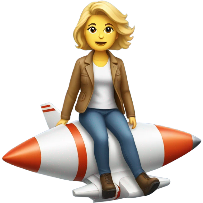 White woman on a rocket ship  emoji