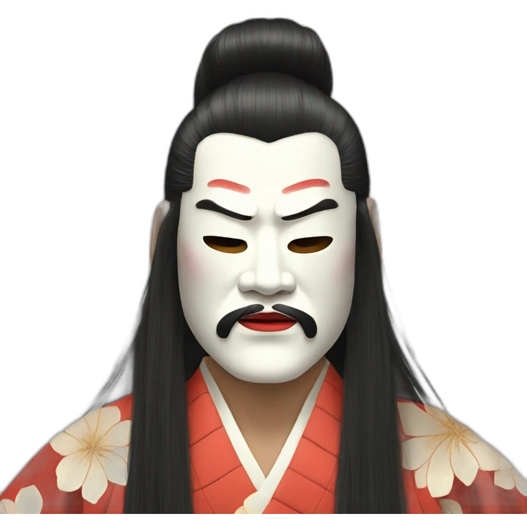 noh-mask-longhair-japanese-kimono-massive-man emoji
