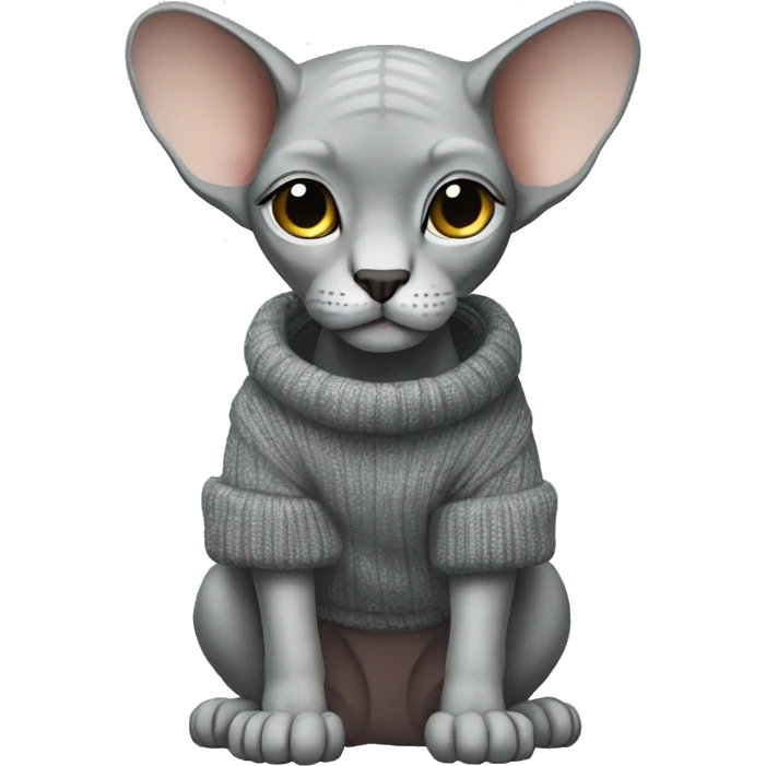 Gray Sphinx in a New Year's sweater emoji