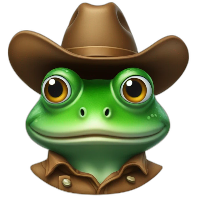 bust of mr frog wearing a cowboy hat emoji