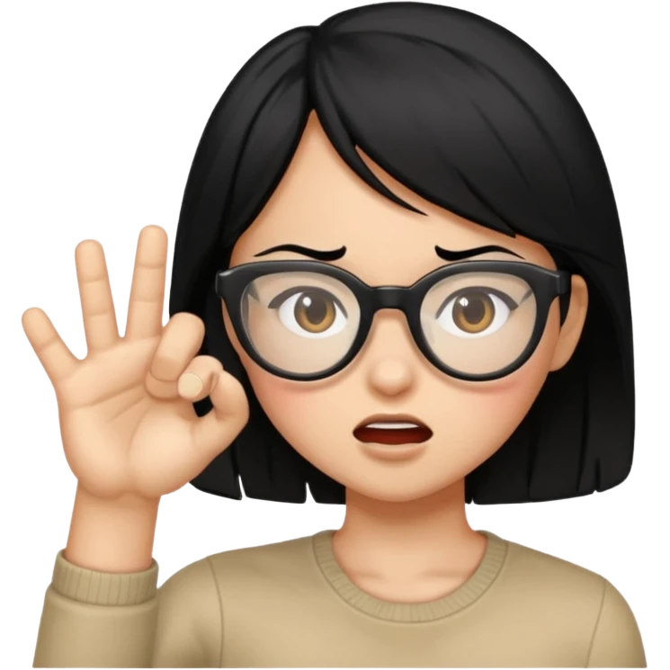 Girl with black hair and glasses getting punched emoji