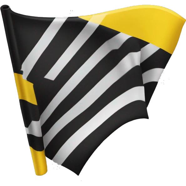 flag with yellow stripe on top, back stripe on bottom, diamond in the middle with upper triangle black and lower triangle yellow emoji