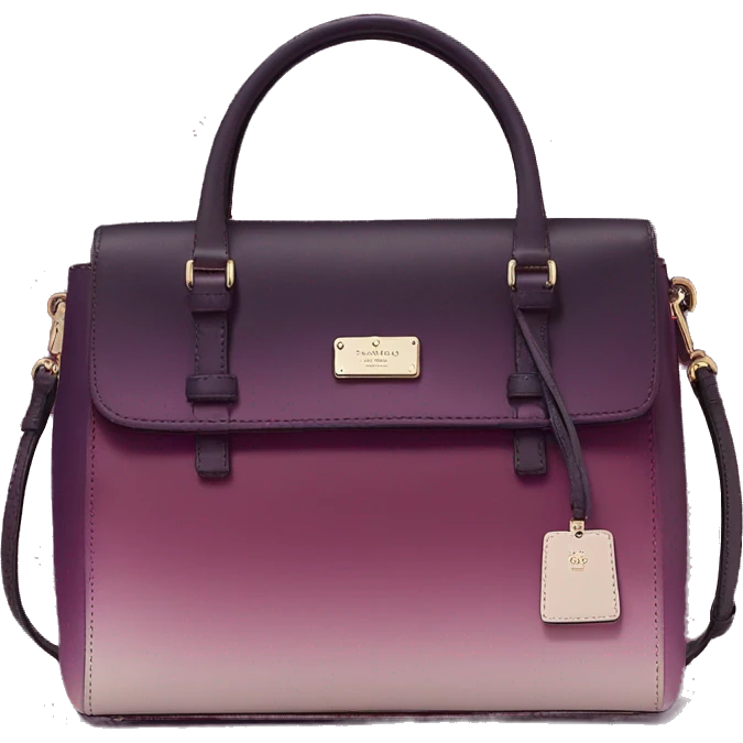 Realistic isolated dark plum to dark wine color ombre Kate Spade satchel purse.  emoji
