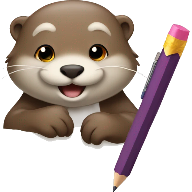 cute otter writing on paper with a pencil  emoji