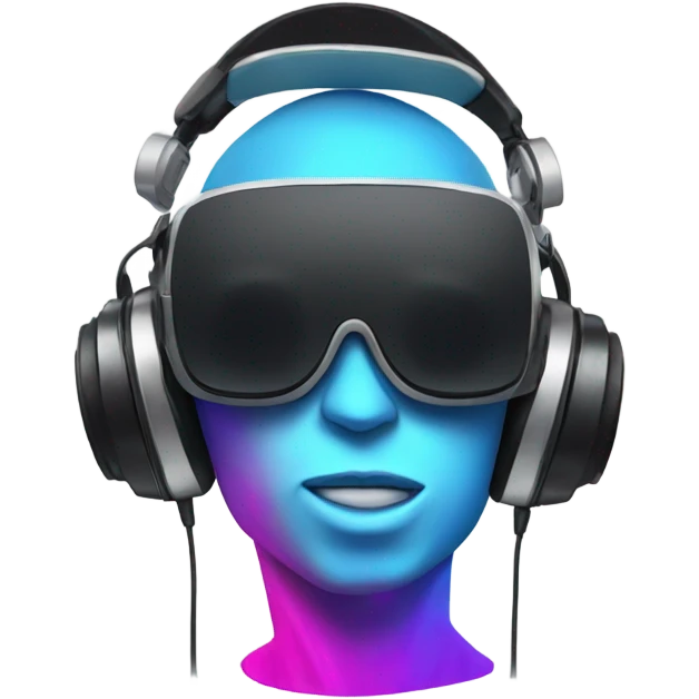 Dj emoji with dj kit, vr headset on top of the head emoji