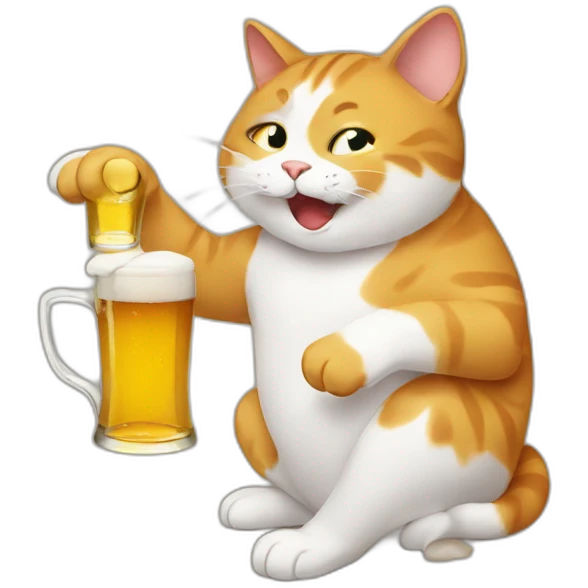 cat playing with beer emoji