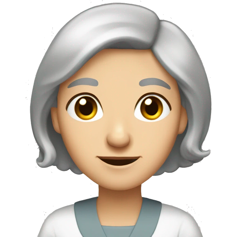 Old woman straight silver bob brown eyes hexagon g emoji