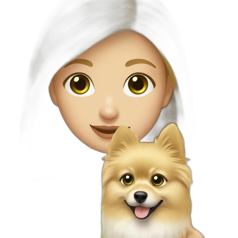 blond-hair-girl-with-green-eyes-petting-pomeranian emoji