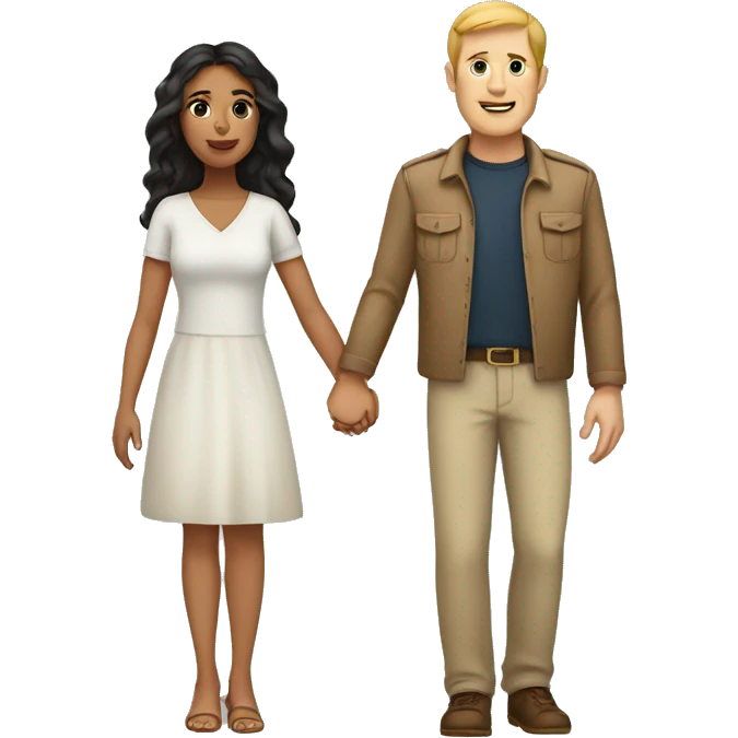 white man and latina girl holding hands emoji