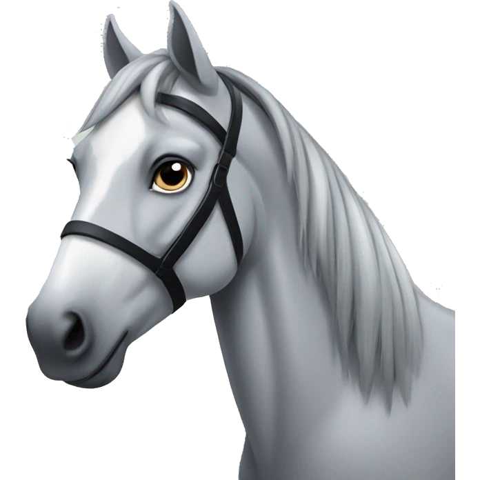 a grey horse with a black mane emoji