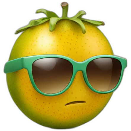 a passion fruit with sunglasses emoji