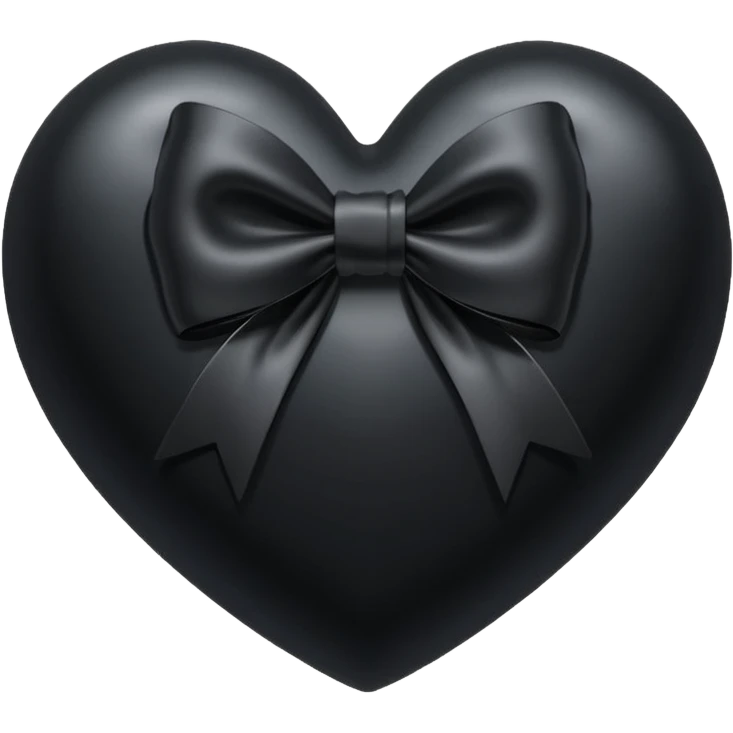 black heart with a black bow in a double-loop style emoji